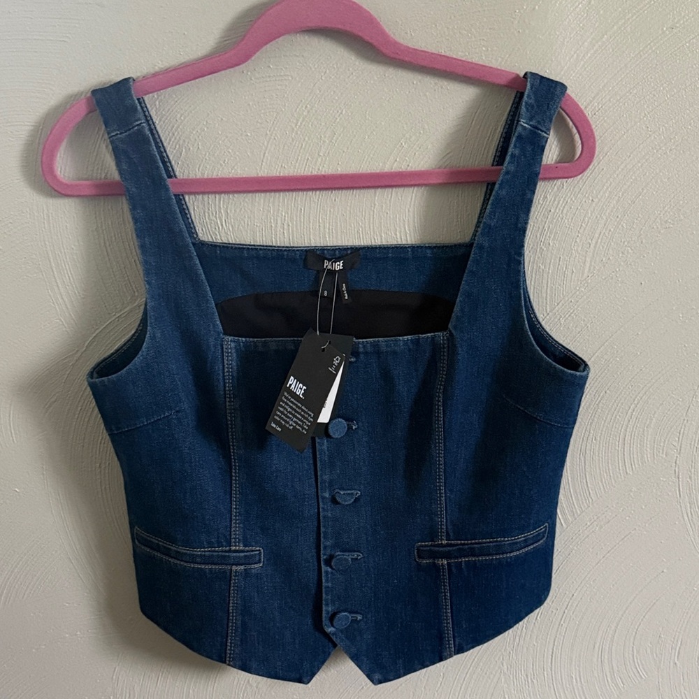 PAIGE Blue Denim Button-Up Corset